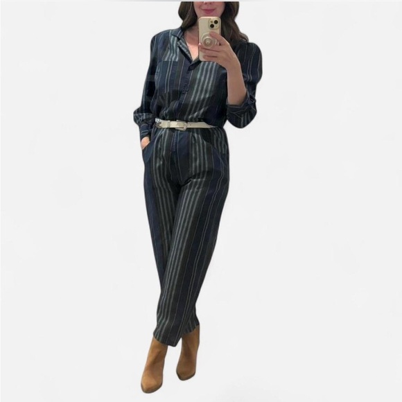 Vintage 70s Striped Cotton Jumpsuit: Sibelle of California Retro Romper | Size S - Picture 1 of 12